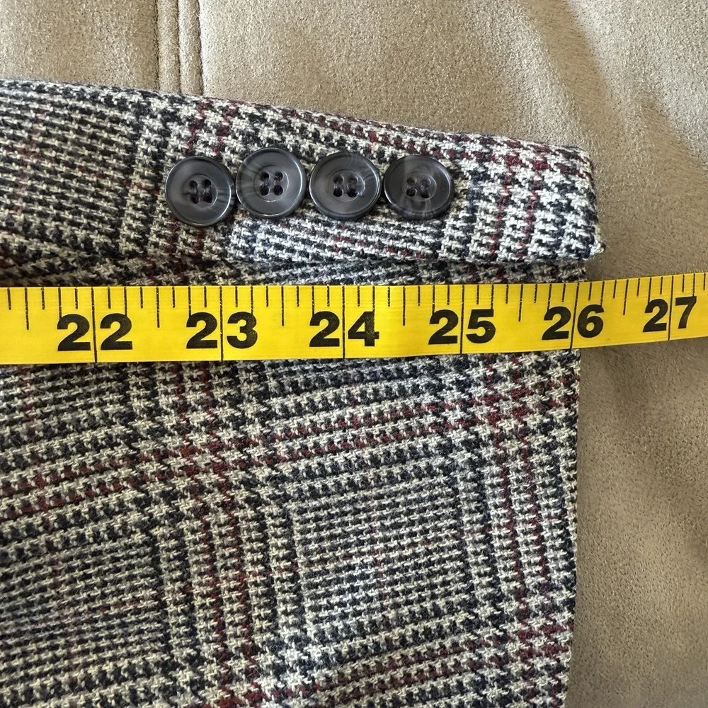 Bullock‎ & Jones Blazer Men 44R suit jacket Houndstooth Plaid Sport Coat Single